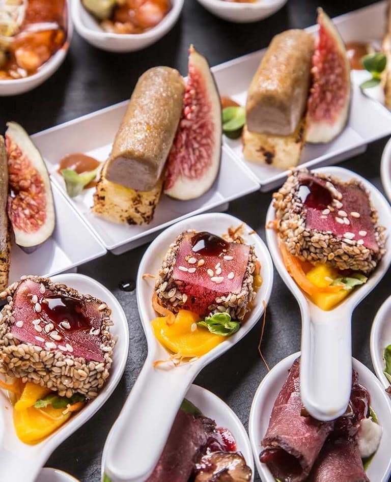 Sesame-crusted tuna and fig canapes by Vancouver Islandevent Catering