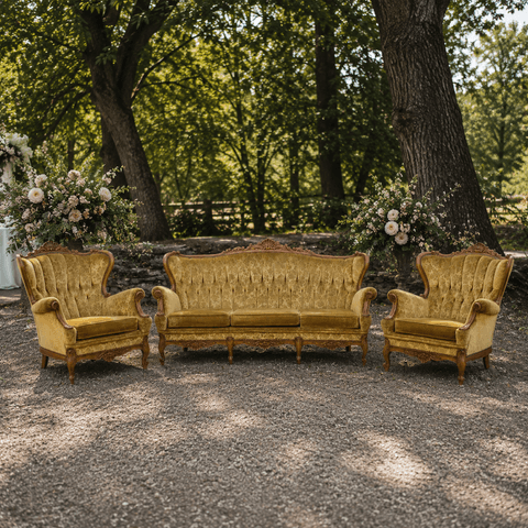Green Vintage Couch & Chair Set