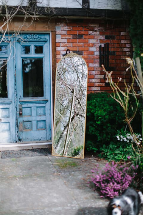 Tall Gold Ornate-Framed Arched Mirror