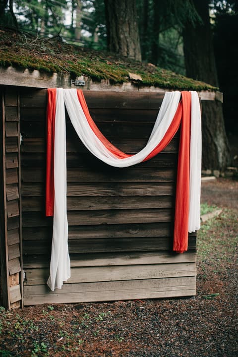 Red & White Arch Drapes
