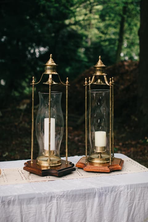 Extra Large Brass & Glass Candle Holder