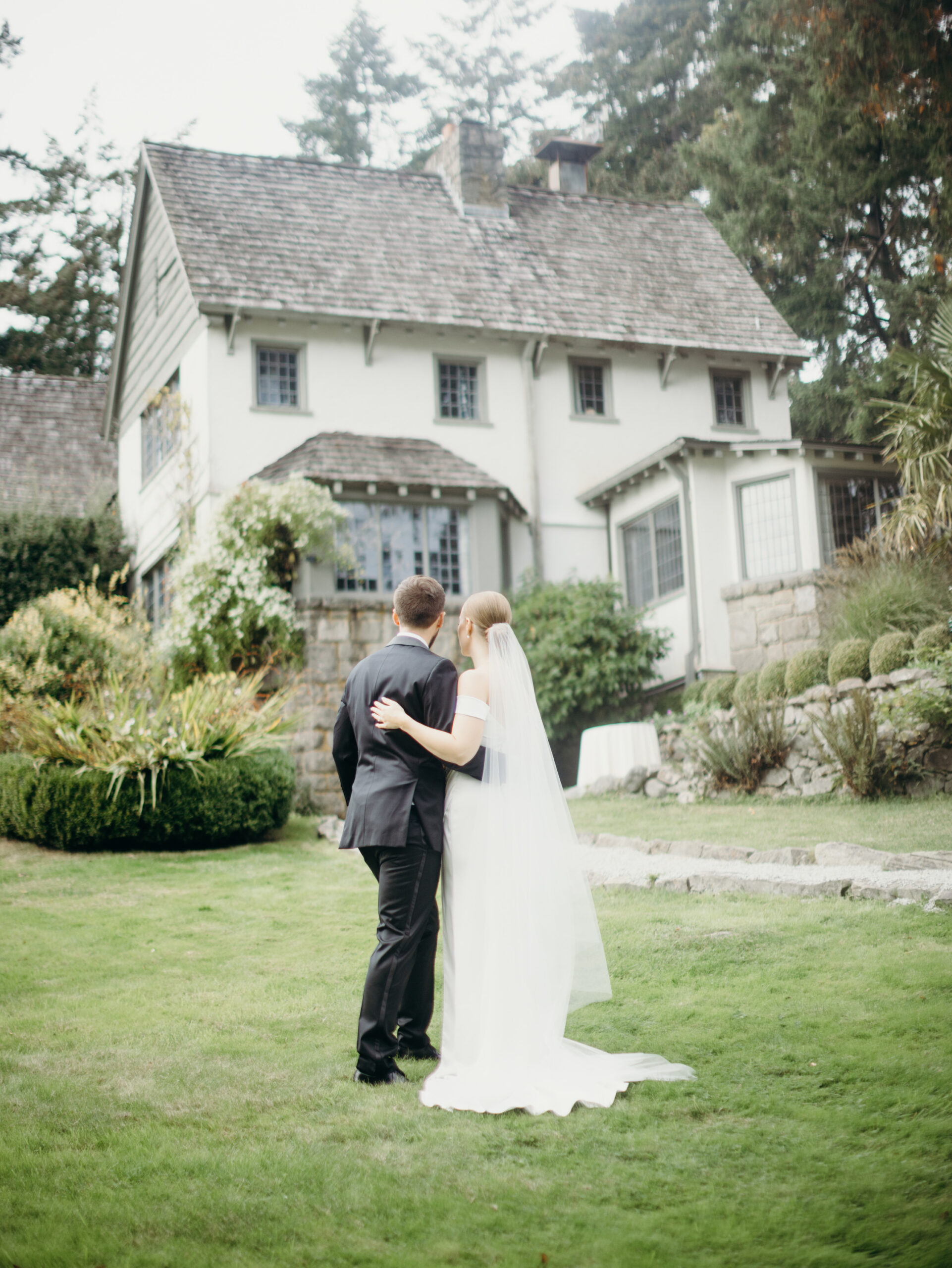 Newlyweds embracing